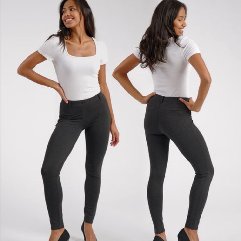 Betabrand dress pant yoga charcoal medium petite